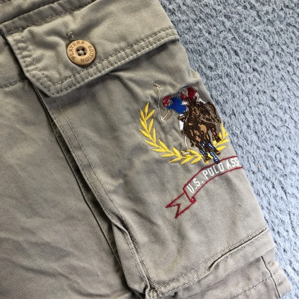 Vintage US Polo Assn Sorts Mens 32 Khaki Cargo Baggy Embroidered Logo Y2k Skater